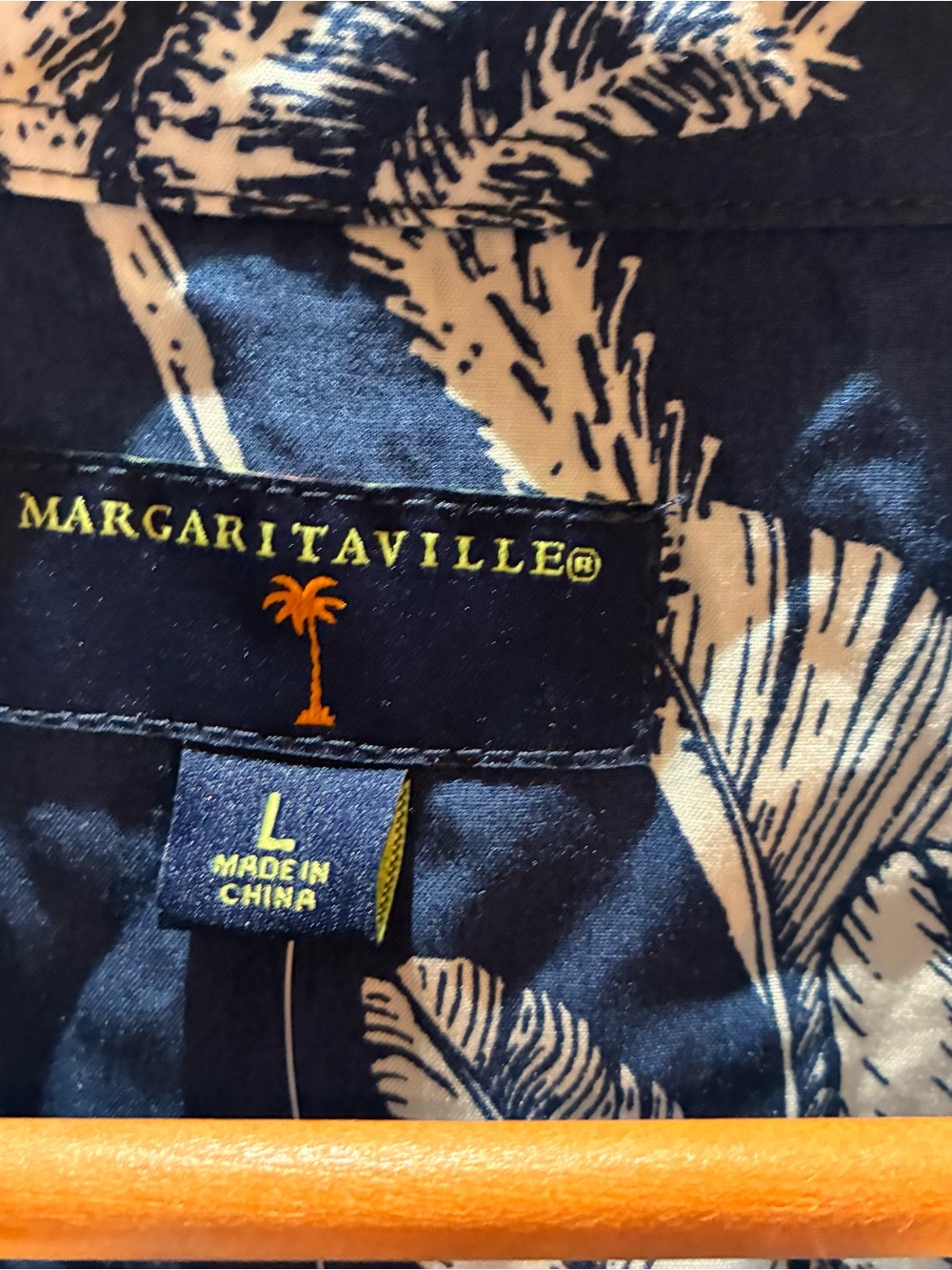 Margaritaville Navy and White Palm-Print Short Sleeve Button-Down Shirt - Picture 4 of 6